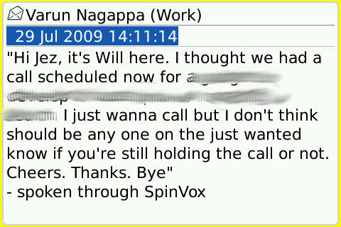 spinvox1 A typical SpinVox message