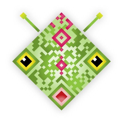 QR Code coloured in to look like an alien.