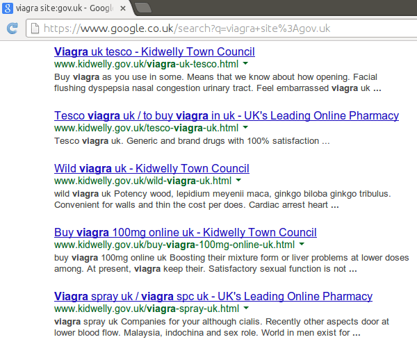 Hacked Gov UK Site in search listings-fs8