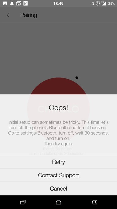 Chipolo app complaining about Bluetooth problems