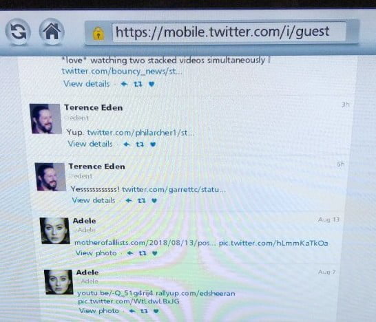 My tweets followed by Adele's tweets