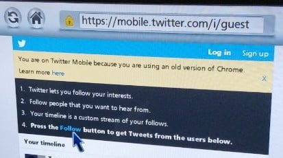 Press the follow button prompt on the website.