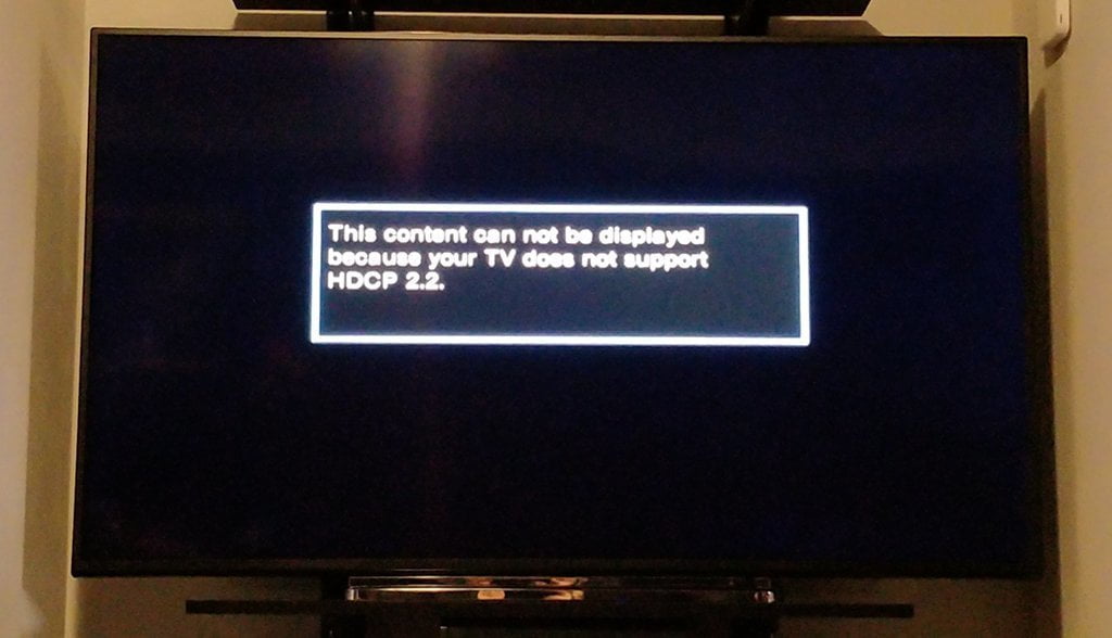 TV showing error message.