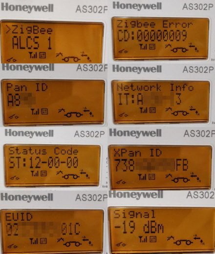 Zigbee menu items.