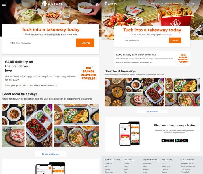 The Just Eat website.