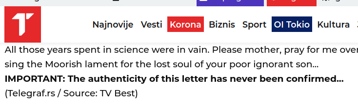 IMPORTANT: The authenticity of this letter has never been confirmed...