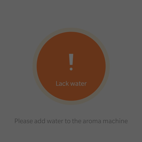 Warning saying the device can't be operated without water.