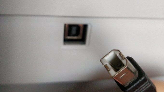 A square USB port.
