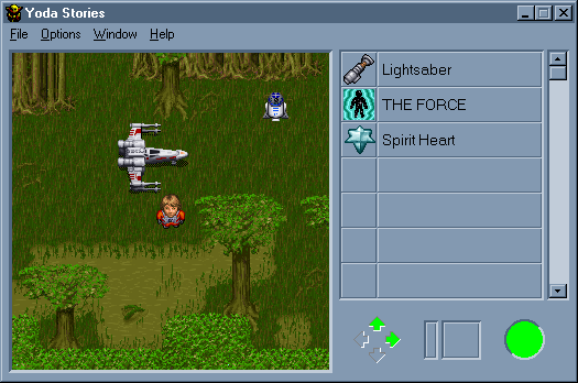 A simple 2D point and click game called Yoda Stories.