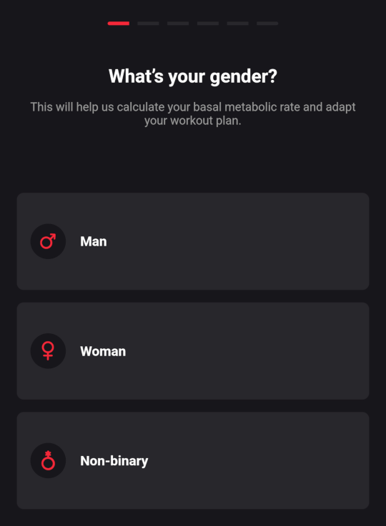 App asking if I'm male, female, or non-binary.