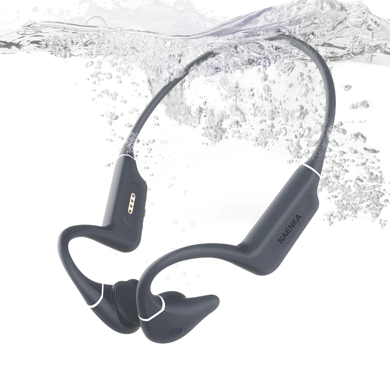 Product shot of some headphones being immersed in water.