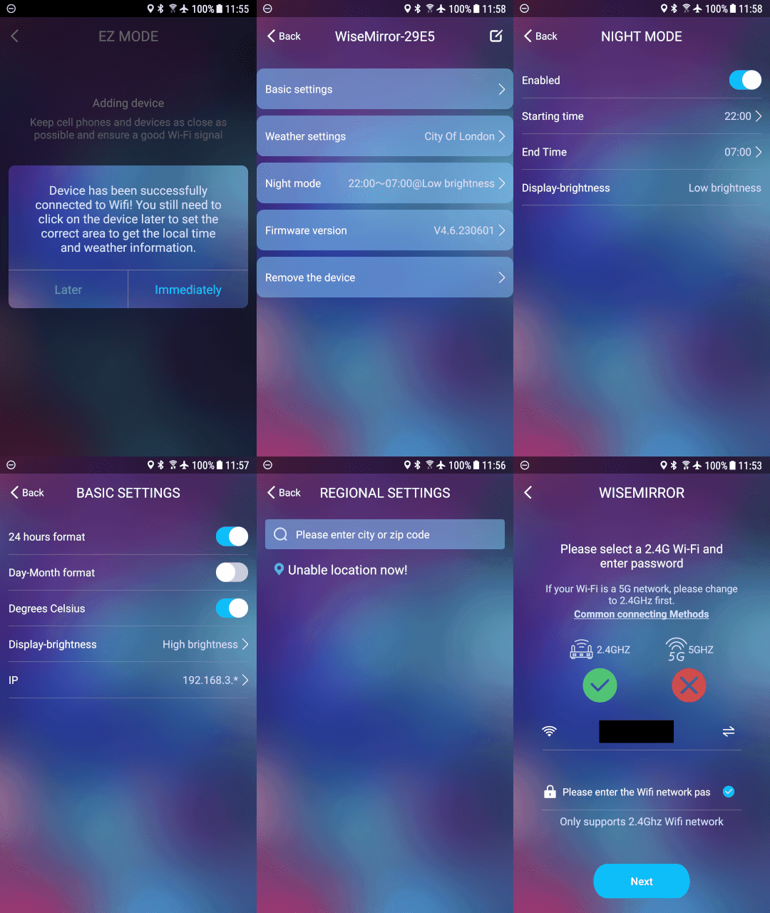 Montage of various app screens.