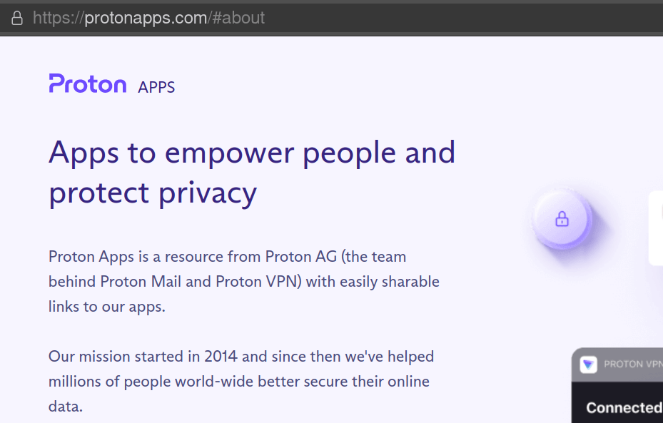 Screenshot of the ProtonApps page.