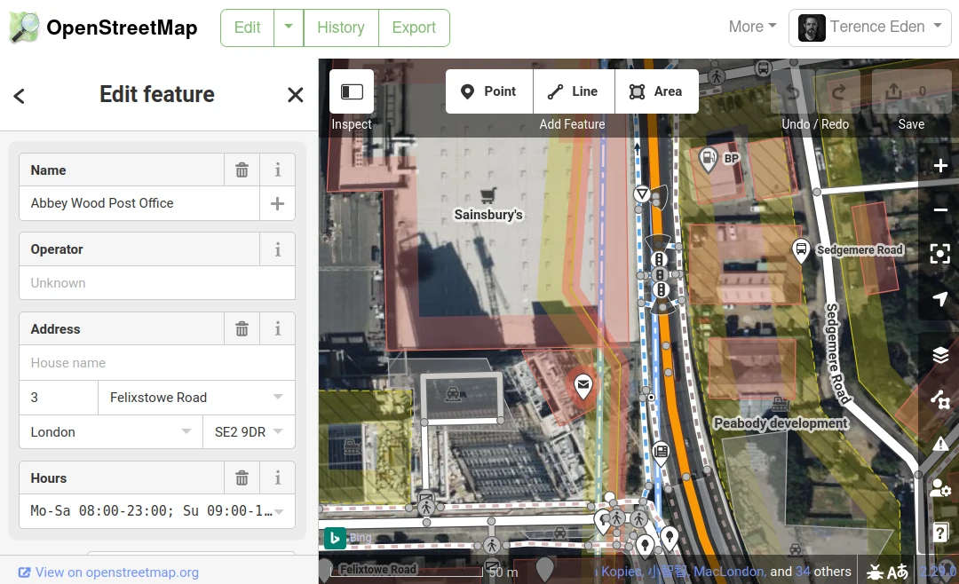 Screenshot of the OSM interface.