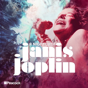 Promo image for Janis Joplin featuring the singer in a blaze of colour.